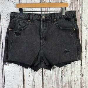 NWT Wild Fable Faded‎ Black Denim Super High-Rise Cutoff Shorts SZ 12 Button Fly